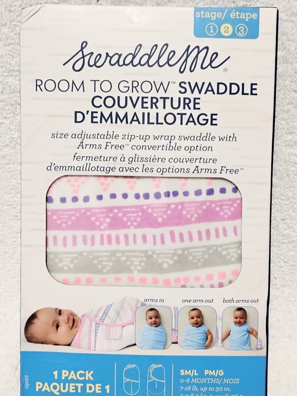 Sealed NEW SwaddleMe Room To Grow Swaddle SM/L (7-18 lbs) 0-6 Month Pink/Purple